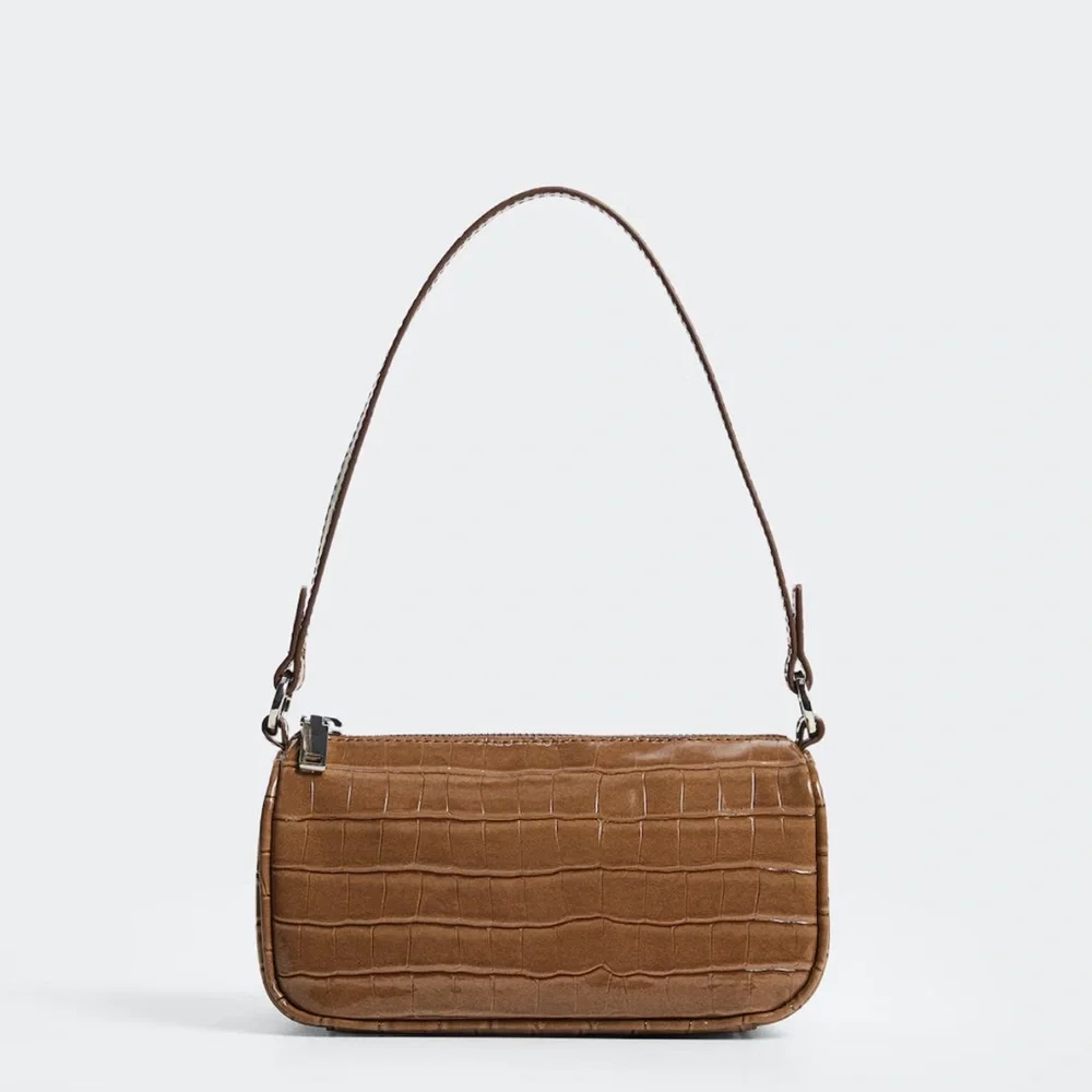 Mango Tan Crocodile-Embossed Shoulder Bag - Picture 4 of 4